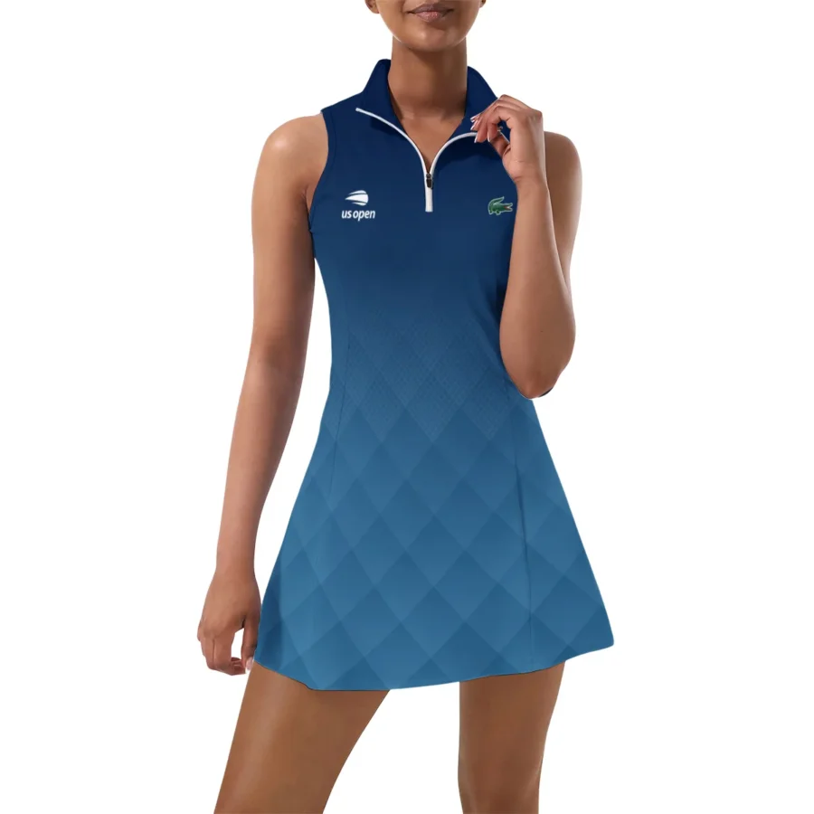 Abstract Dark Blue Gradient Lacoste US Open Tennis Womens Sport Dress with Shorts Sleeveless Dresses HOUST300824U03LAC