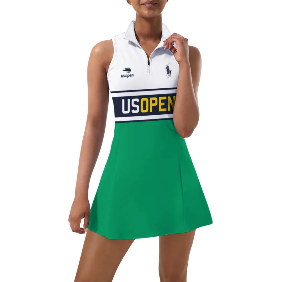 Green Mix Blue Color Ralph Lauren US Open Tennis Womens Sport Dress with Shorts Sleeveless Dresses QTUSTM080624A4RL