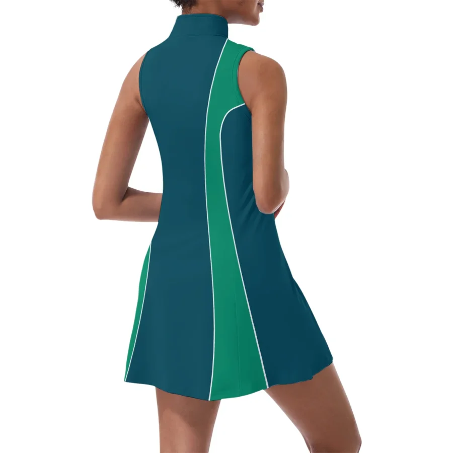 Very Dark Cyan Green HEAD US Open Tennis Womens Sport Dress with Shorts Sleeveless Dresses HOUST290824U03HEA