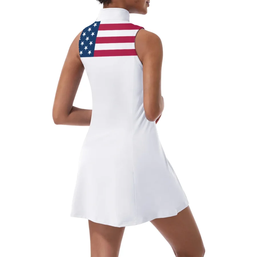 USA Flag White Background HEAD US Open Tennis Womens Sport Dress with Shorts Sleeveless Dresses HOUST300824U01HEA