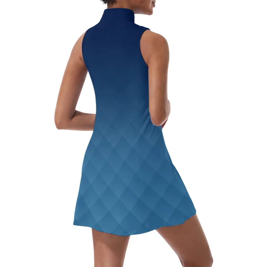 Abstract Dark Blue Gradient HEAD US Open Tennis Womens Sport Dress with Shorts Sleeveless Dresses HOUST300824U03HEA