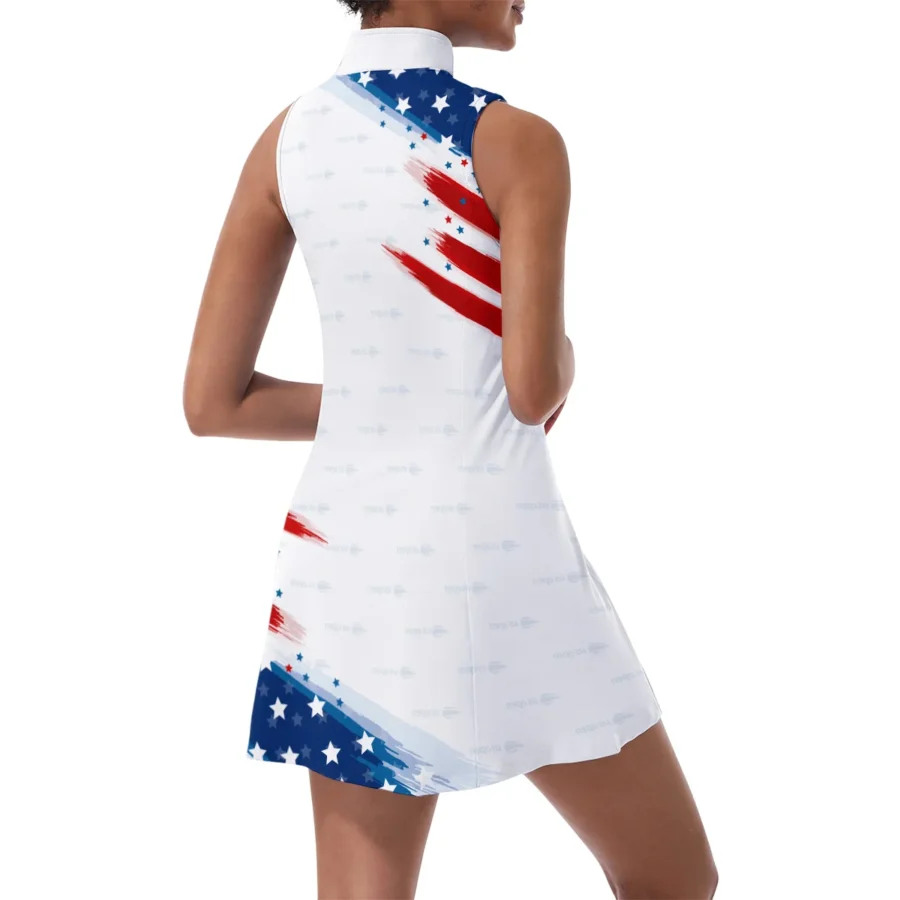 American Flag Pattern Under Armour US Open Tennis Womens Sport Dress with Shorts Sleeveless Dresses QTUSTM080624A3UA