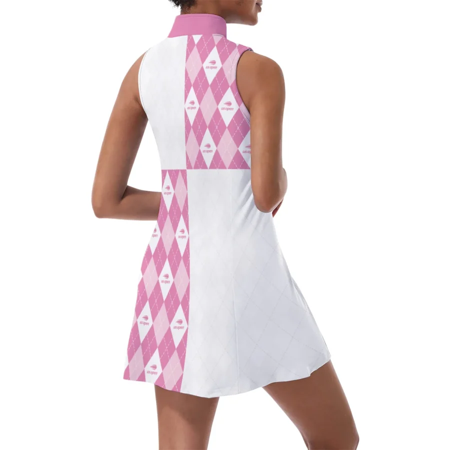 Pink Pattern Nike US Open Tennis Womens Sport Dress with Shorts Sleeveless Dresses QTUSTM080624A5NK