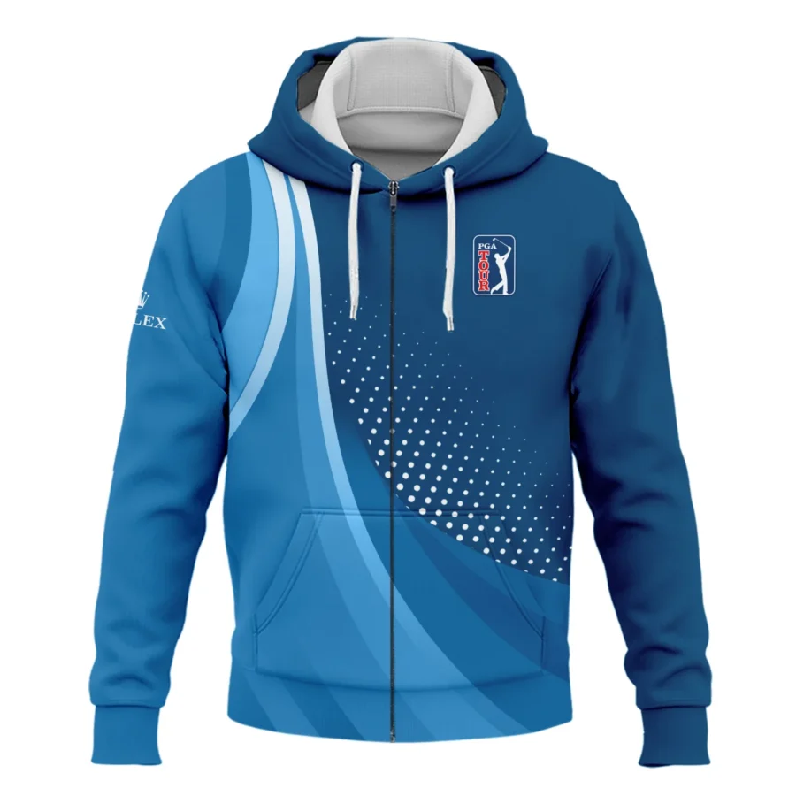 Navy Color Sport Rolex PGA Tour Zipper Hoodie Shirt All Over Prints QTPGA020824A1ROXZHD