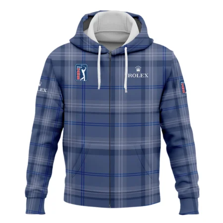 Tartan Navy Color Rolex PGA Tour Zipper Hoodie Shirt All Over Prints QTPGA020824A3ROXZHD