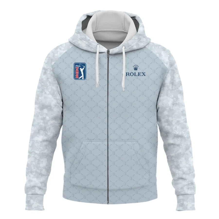 Light Blue Camo Pattern Rolex PGA Tour Zipper Hoodie Shirt All Over Prints QTPGA060824A2ROXZHD