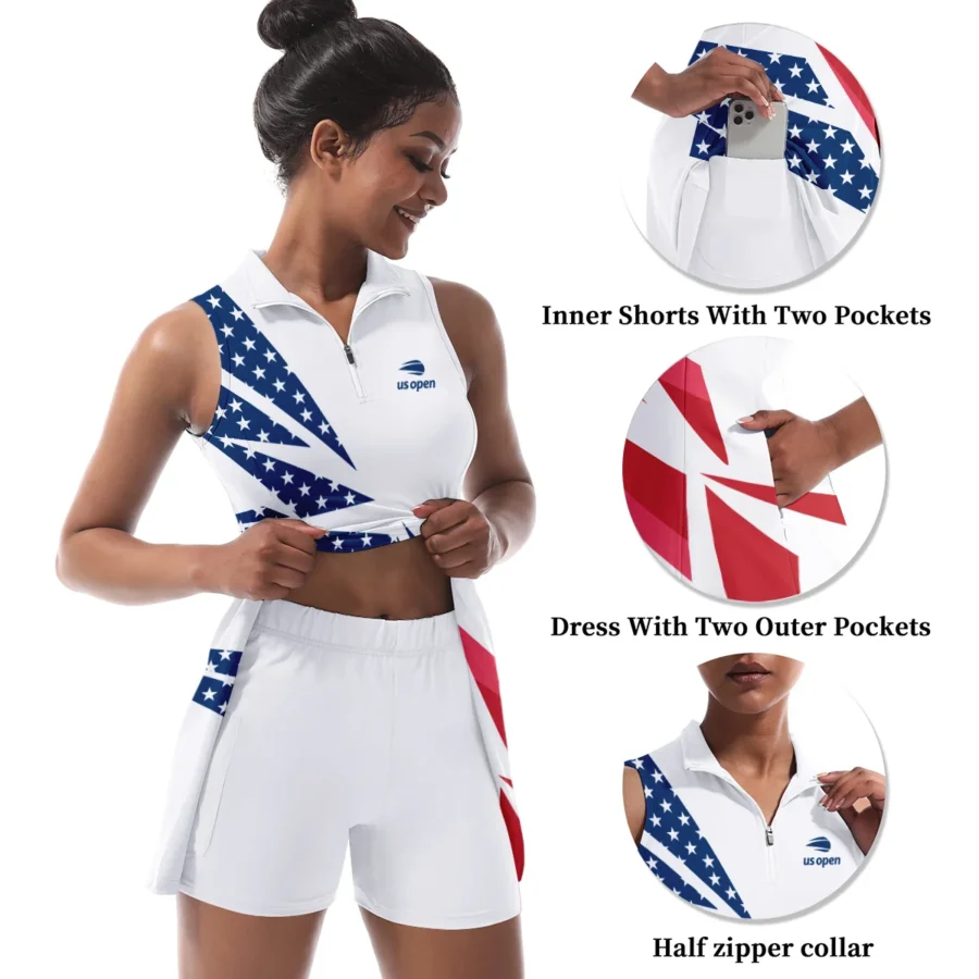 American Flag Mix Color Nike US Open Tennis Womens Sport Dress with Shorts Sleeveless Dresses QTUSTM080624A2NK