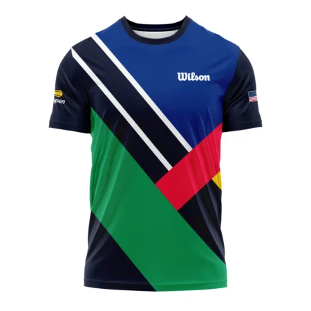 Wilson US Open Tennis Dark Blue Green Red Background Performance T-Shirt Style Classic