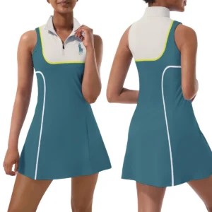 Color Mix Wilson US Open Tennis Womens Sport Dress with Shorts Sleeveless Dresses HOUST290824U01WS