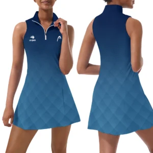 Abstract Dark Blue Gradient Nike US Open Tennis Womens Sport Dress with Shorts Sleeveless Dresses HOUST300824U03NK