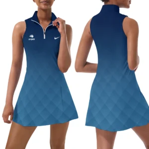 Abstract Dark Blue Gradient HEAD US Open Tennis Womens Sport Dress with Shorts Sleeveless Dresses HOUST300824U03HEA