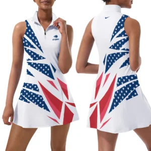 American Flag Mix Color Under Armour US Open Tennis Womens Sport Dress with Shorts Sleeveless Dresses QTUSTM080624A2UA