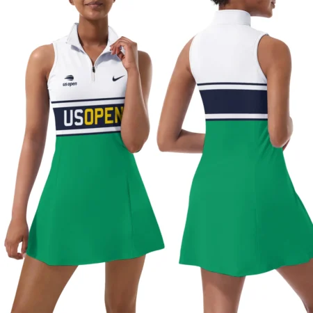 Green Mix Blue Color Nike US Open Tennis Womens Sport Dress with Shorts Sleeveless Dresses QTUSTM080624A4NK