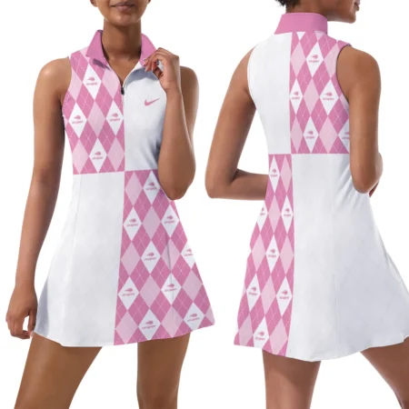 Pink Pattern Nike US Open Tennis Womens Sport Dress with Shorts Sleeveless Dresses QTUSTM080624A5NK