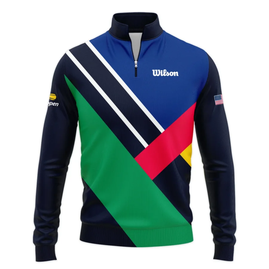 Wilson US Open Tennis Dark Blue Green Red Background Quarter-Zip Jacket Style Classic