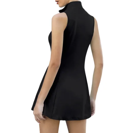 Black Color Ping Womens Sport Dress with Shorts Sleeveless Dresses QTBR020824A1PI