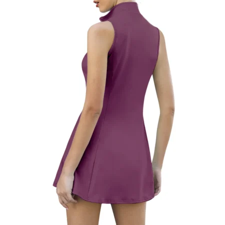 Dark Purple Color Cleveland Golf Womens Sport Dress with Shorts Sleeveless Dresses QTBR020824A1CL