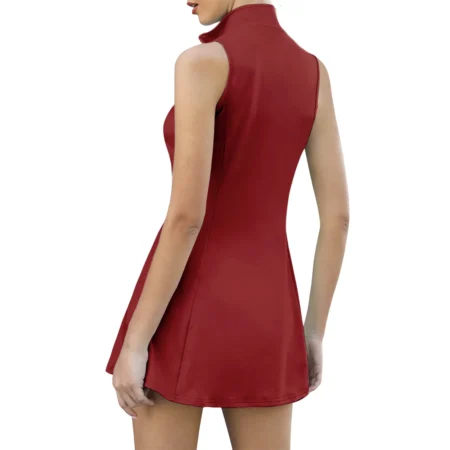 Red Color Ping Womens Sport Dress with Shorts Sleeveless Dresses QTBR020824A1PI