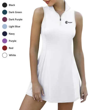 White Color Cleveland Golf Womens Sport Dress with Shorts Sleeveless Dresses QTBR020824A1CL