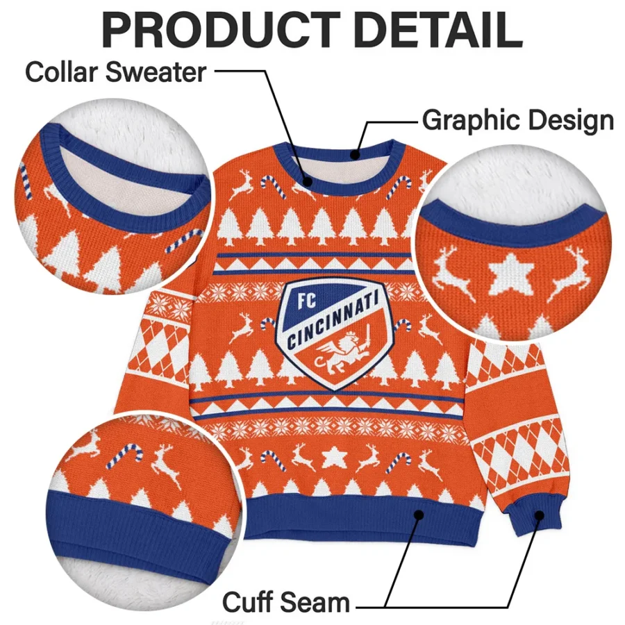 Special Release FC Cincinnati MLS Ugly Sweater All Over Prints Christmas Season HOMLS200924A7