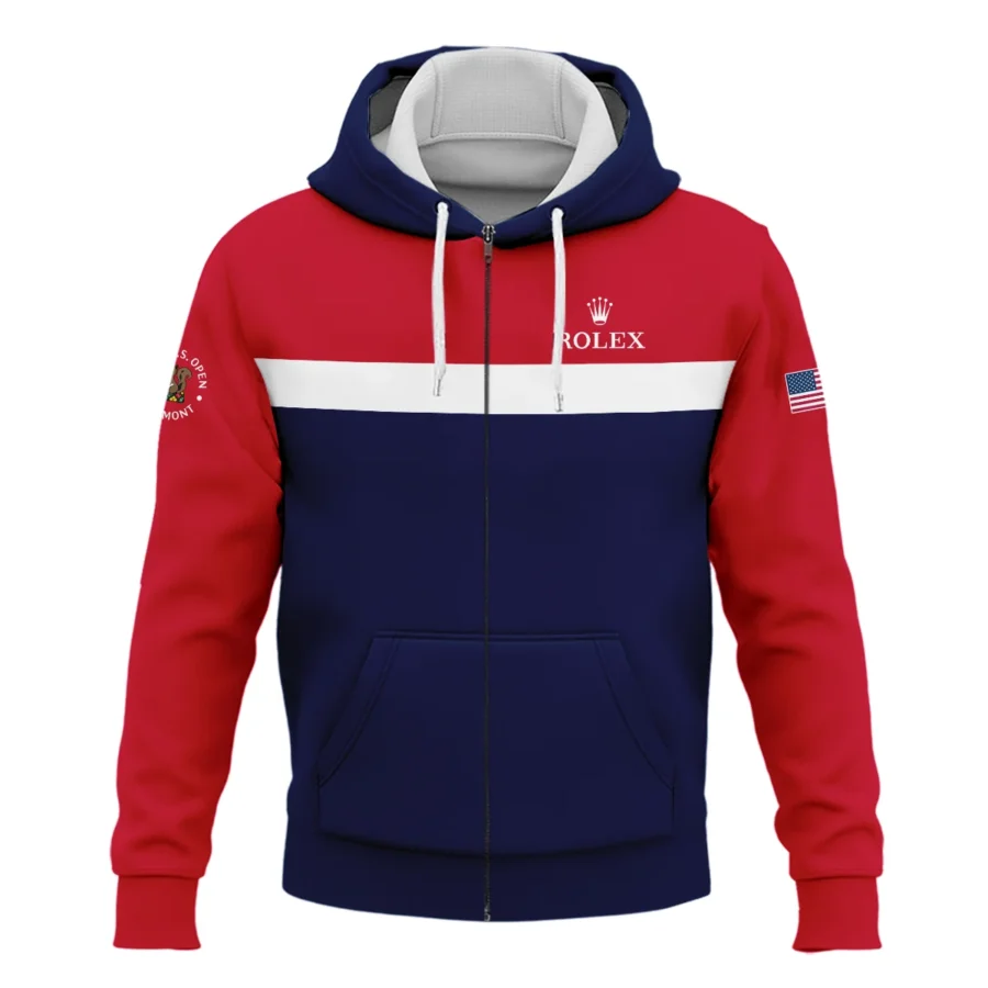 Zipper Hoodie Shirt Rolex 125th US Open Oakmont Blue Red White Background HOUSG180924A02ROXZHD