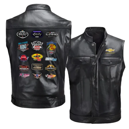 Chevrolet Collection Release Nascar Cup Series Zipper Sleeveless Leather Jackets BLNCS12924B5