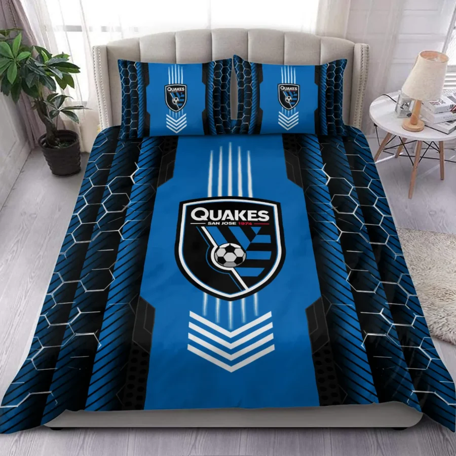 Abstract Geometric Pattern MLS San Jose Earthquakes Exclusive All Over Prints BLMLS101024A2SJSJT - Bedding Set