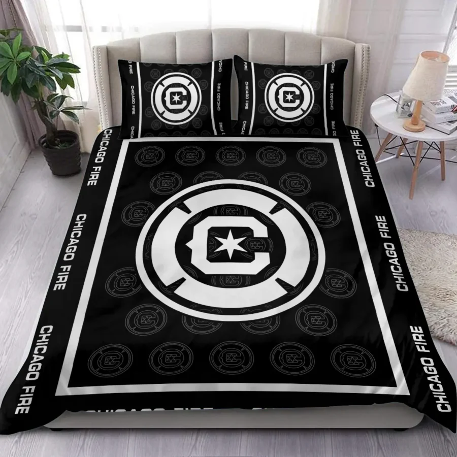 Black And White Style MLS Chicago Fire Exclusive All Over Prints BLMLS121024A2CHISJT - Bedding Set