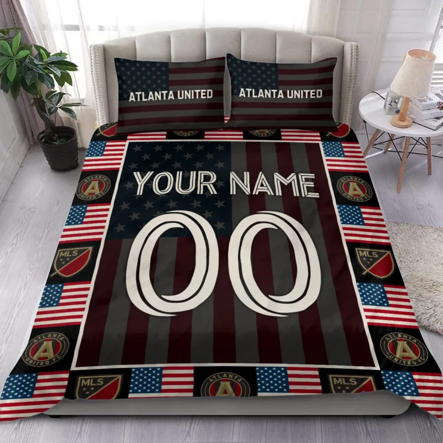 Custom Name Number US Flag MLS Atlanta United Exclusive All Over Prints BLMLS141024A1ATLSJT - Bedding Set