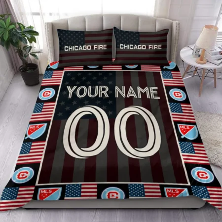 Custom Name Number US Flag MLS Chicago Fire Exclusive All Over Prints BLMLS141024A1CHISJT - Bedding Set