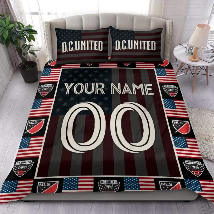 Custom Name Number US Flag MLS DC United Exclusive All Over Prints BLMLS141024A1DCSJT - Bedding Set