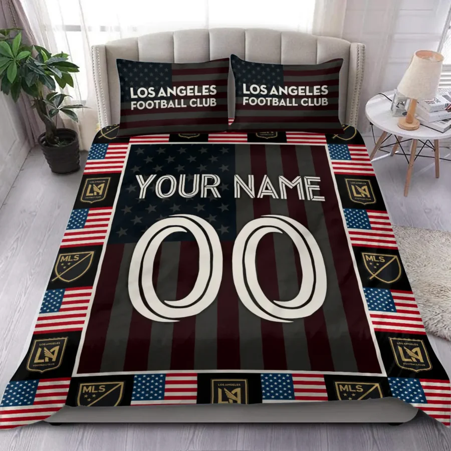 Custom Name Number US Flag MLS Los Angeles FC Exclusive All Over Prints BLMLS141024A1LAFSJT - Bedding Set