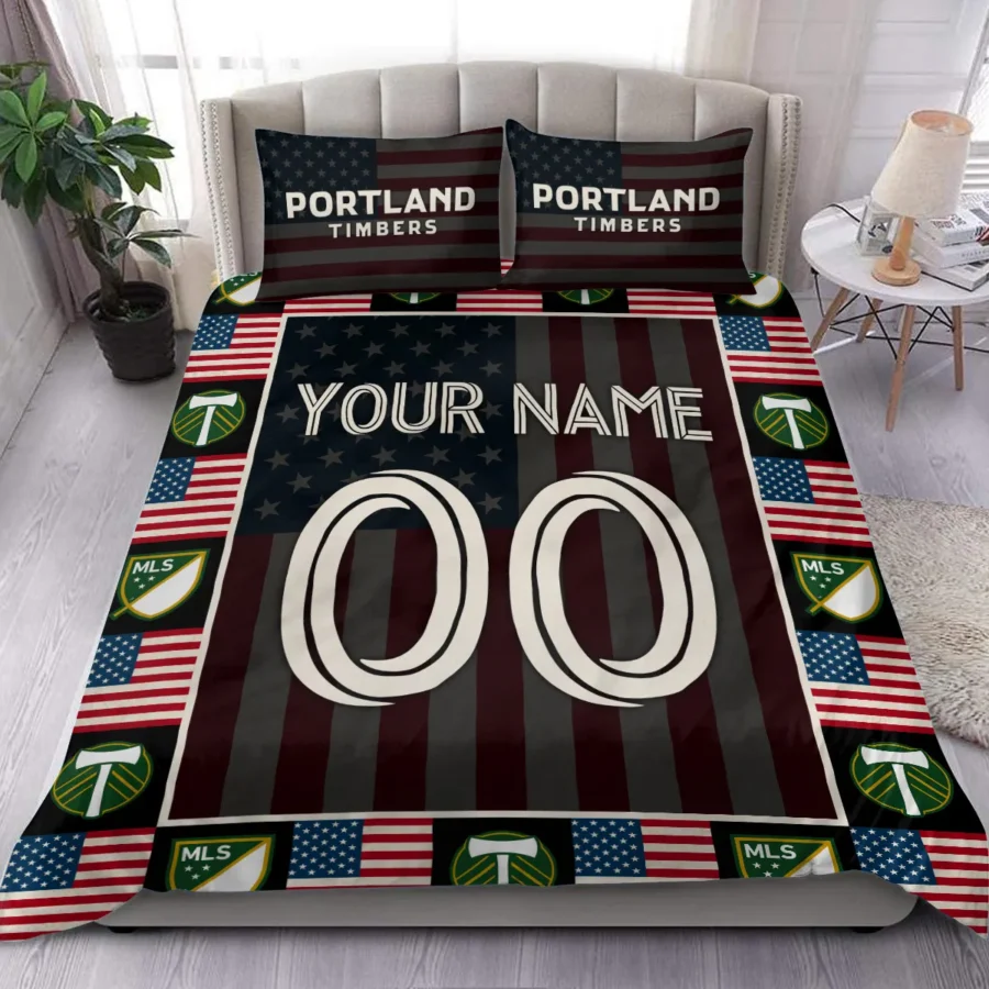 Custom Name Number US Flag MLS Portland Timbers Exclusive All Over Prints BLMLS141024A1PORSJT - Bedding Set