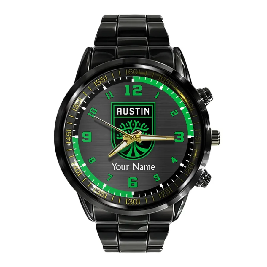 MLS Austin FC Exclusive Black Stainless Steel Watch Gift - BLMLS71024A1ATX