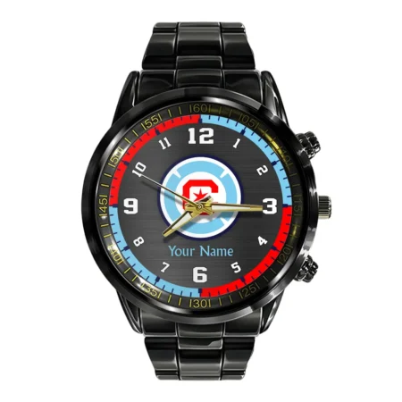 MLS Chicago Fire Exclusive Black Stainless Steel Watch Gift - BLMLS71024A1CHI