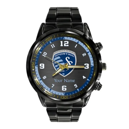 MLS Sporting Kansas City Exclusive Black Stainless Steel Watch Gift - BLMLS71024A1SKC