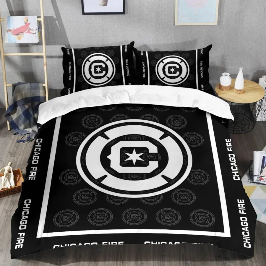 Black And White Style MLS Chicago Fire Exclusive All Over Prints BLMLS121024A2CHISJT - Bedding Set