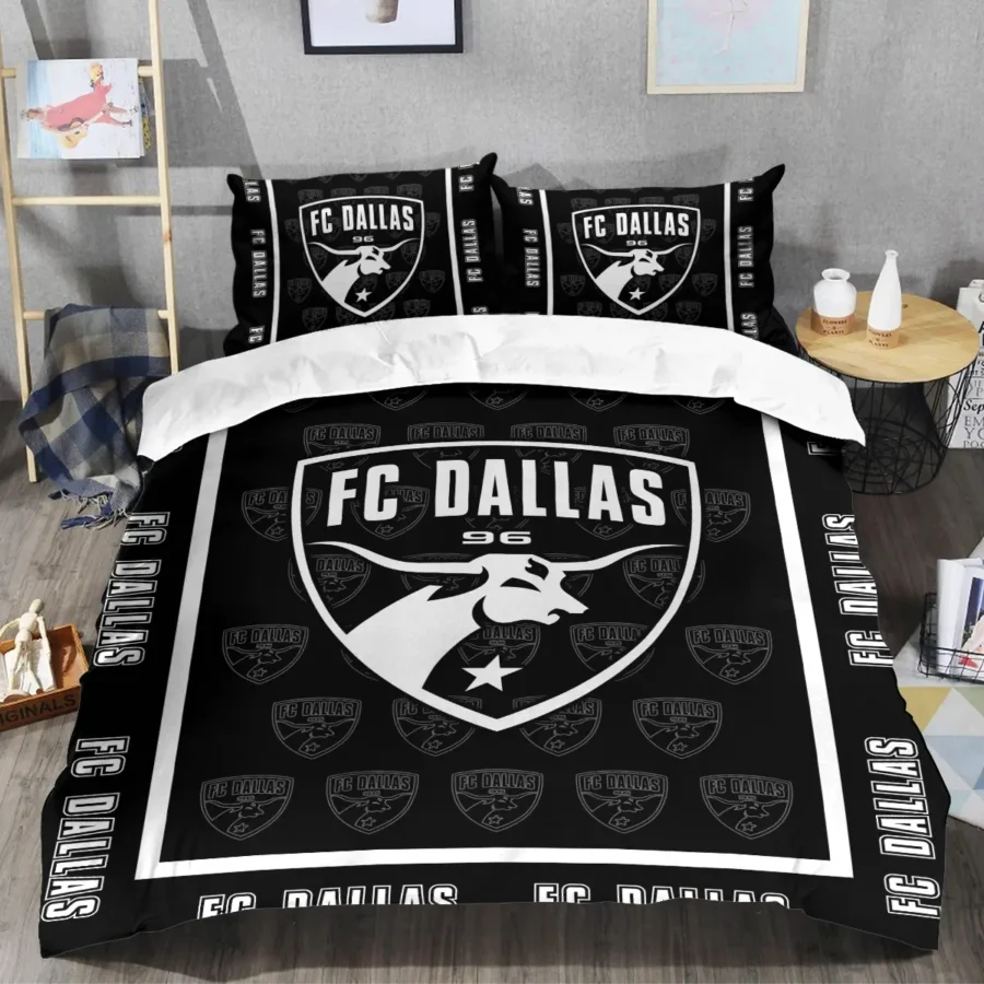 Black And White Style MLS FC Dallas Exclusive All Over Prints BLMLS121024A2DALSJT - Bedding Set