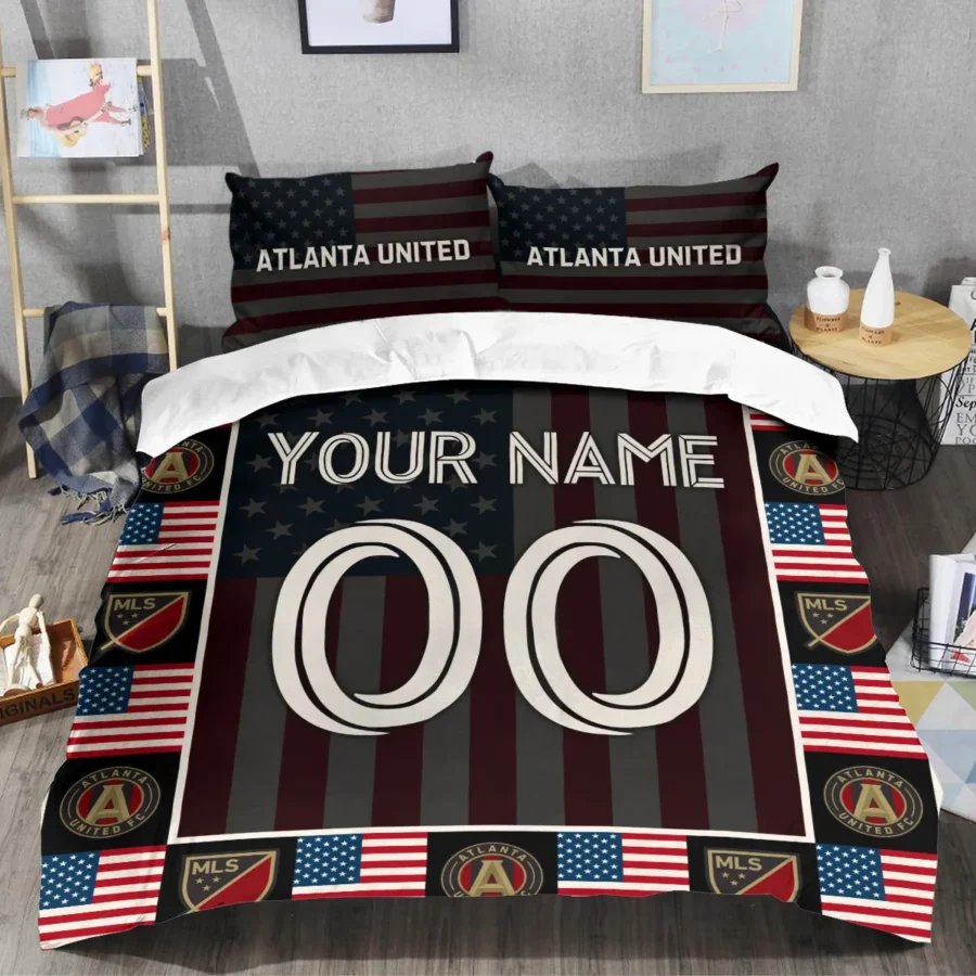 Custom Name Number US Flag MLS Atlanta United Exclusive All Over Prints BLMLS141024A1ATLSJT - Bedding Set