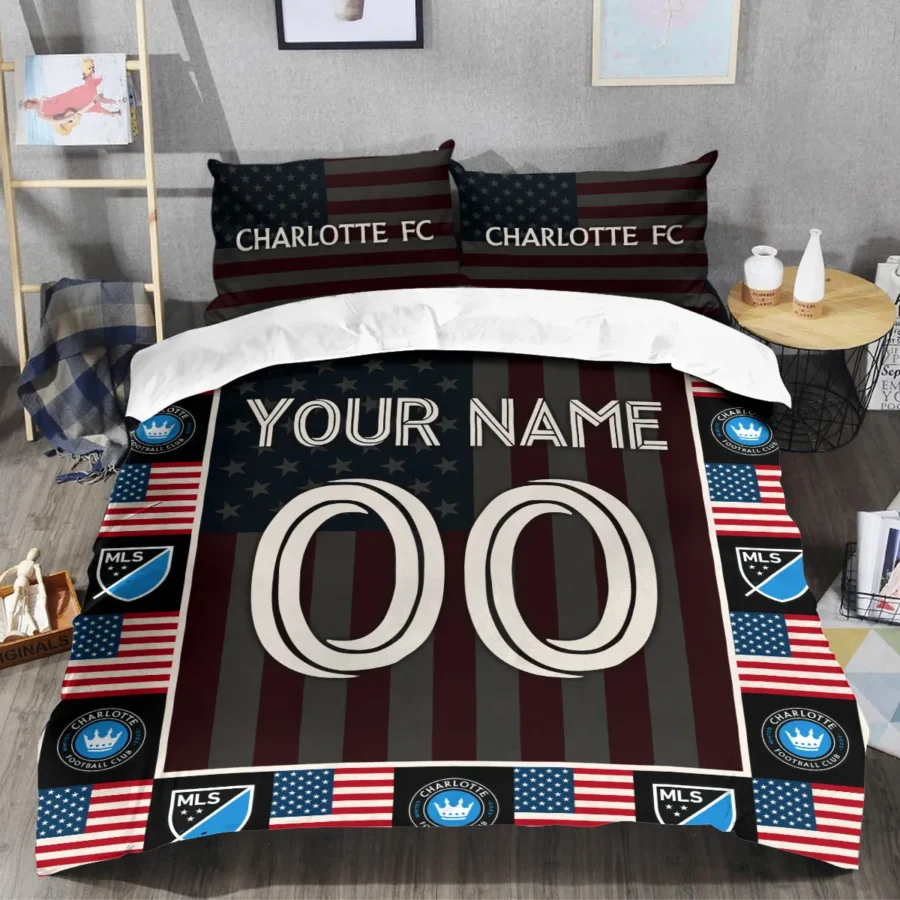 Custom Name Number US Flag MLS Charlotte Exclusive All Over Prints BLMLS141024A1CLTSJT - Bedding Set