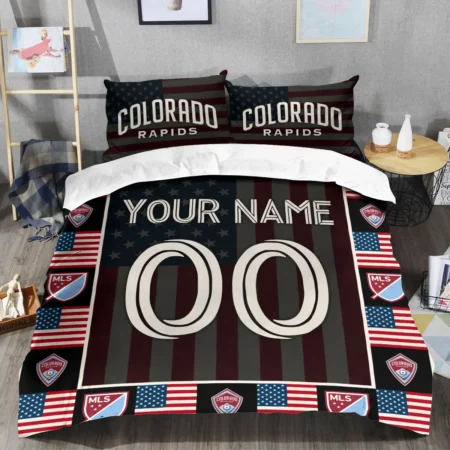 Custom Name Number US Flag MLS Colorado Rapids Exclusive All Over Prints BLMLS141024A1COLSJT - Bedding Set