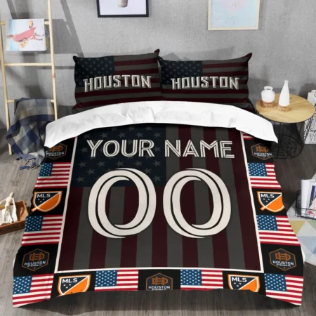 Custom Name Number US Flag MLS Houston Dynamo Exclusive All Over Prints BLMLS141024A1HOUSJT - Bedding Set