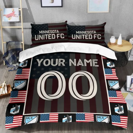 Custom Name Number US Flag MLS Minnesota United Exclusive All Over Prints BLMLS141024A1MINSJT - Bedding Set