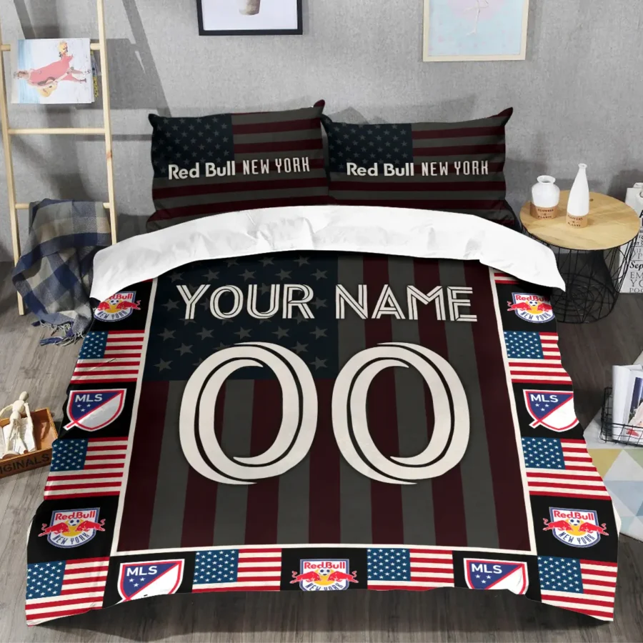 Custom Name Number US Flag MLS New York Red Bulls Exclusive All Over Prints BLMLS141024A1NYSJT - Bedding Set