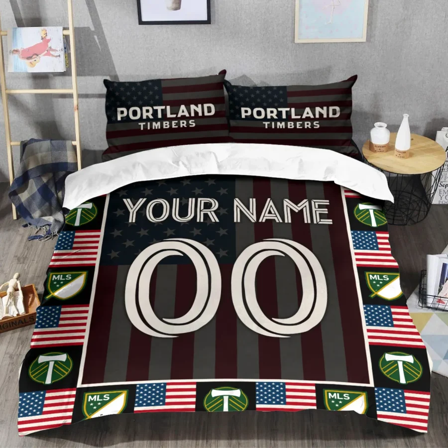 Custom Name Number US Flag MLS Portland Timbers Exclusive All Over Prints BLMLS141024A1PORSJT - Bedding Set