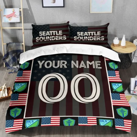 Custom Name Number US Flag MLS Seattle Sounders Exclusive All Over Prints BLMLS141024A1SEASJT - Bedding Set