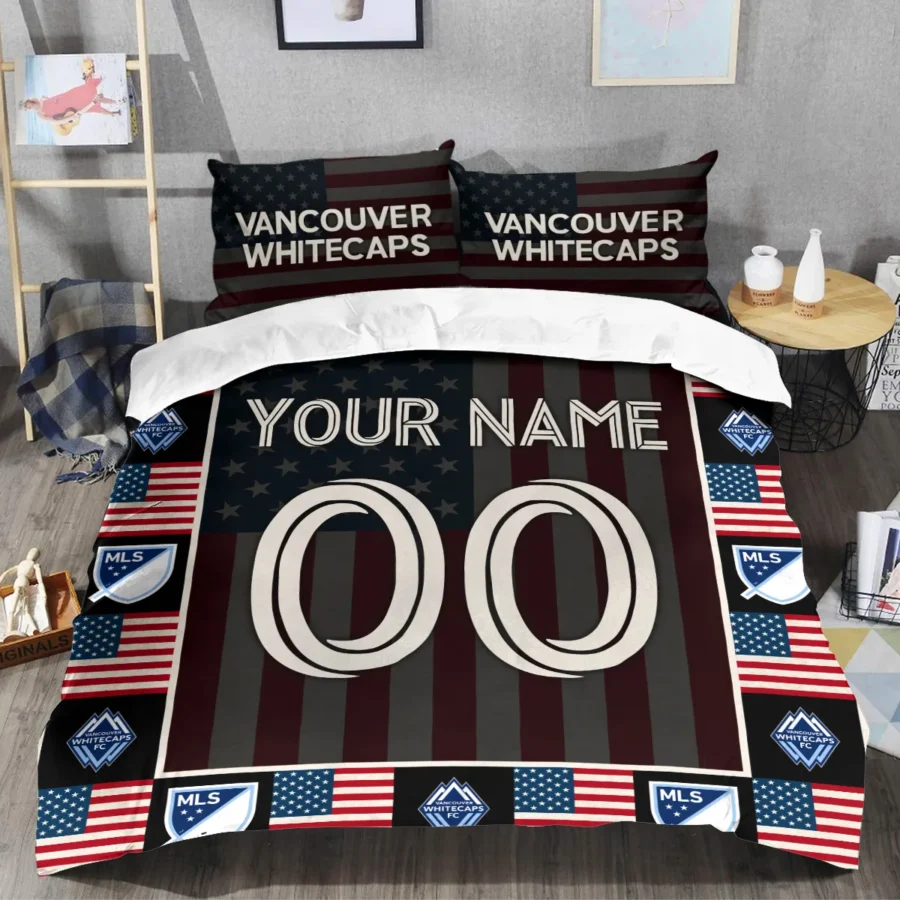 Custom Name Number US Flag MLS Vancouver Whitecaps Exclusive All Over Prints BLMLS141024A1VANSJT - Bedding Set