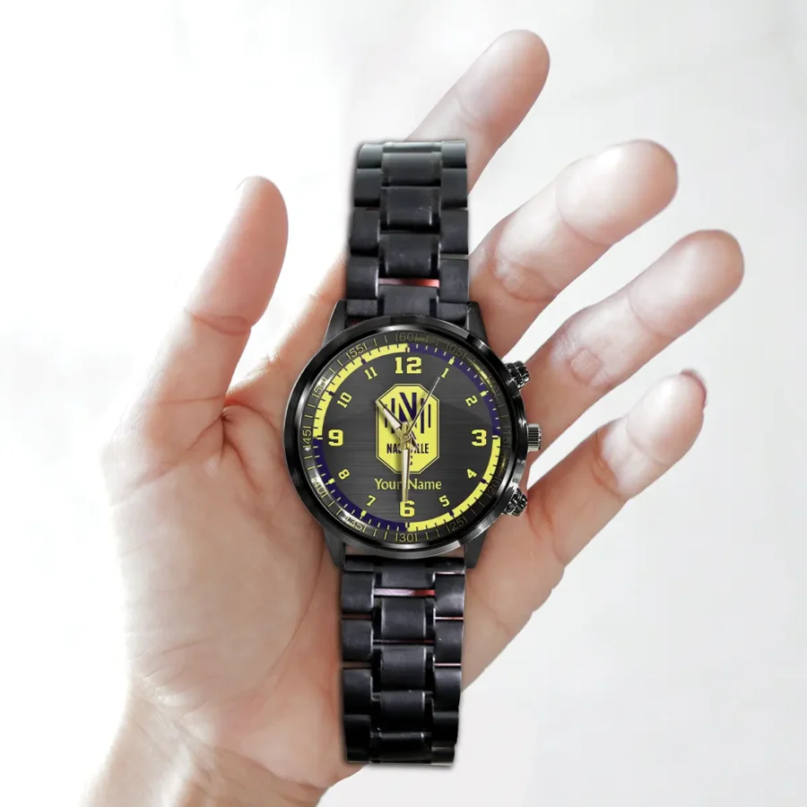 MLS Nashville SC Exclusive Black Stainless Steel Watch Gift - BLMLS71024A1NSH