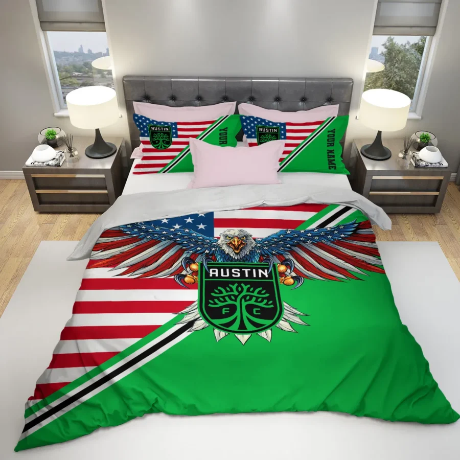 Eagle U.S Flag MLS Austin FC Exclusive All Over Prints BLMLS101024A1ATXSJT - Bedding Set