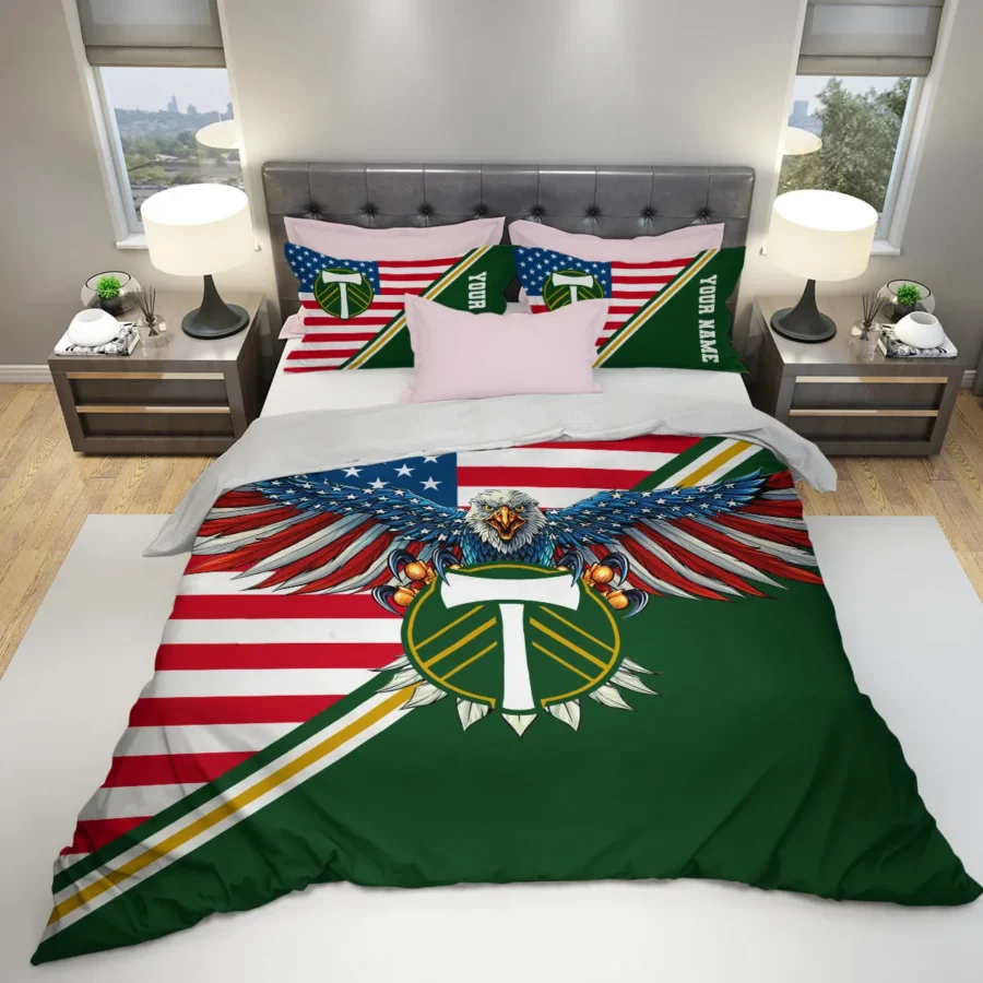 Eagle U.S Flag MLS Portland Timbers Exclusive All Over Prints BLMLS101024A1PORSJT - Bedding Set